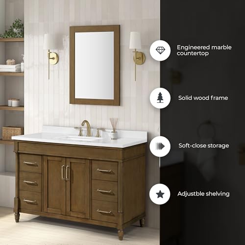 OVE Decors Christy 48 in. Single Sink Freestanding Almond Latte Bathroom Vanity with White Engineered Marble Top by OVE Decors - Image 4