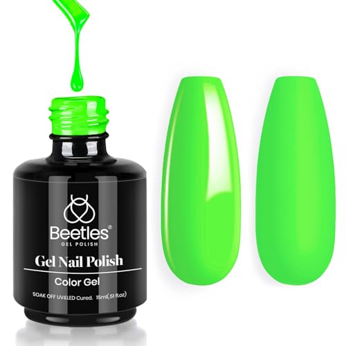 Beetles Neon Green Gel Nail Polish, 15ml Soak Off UV LED St Patri...