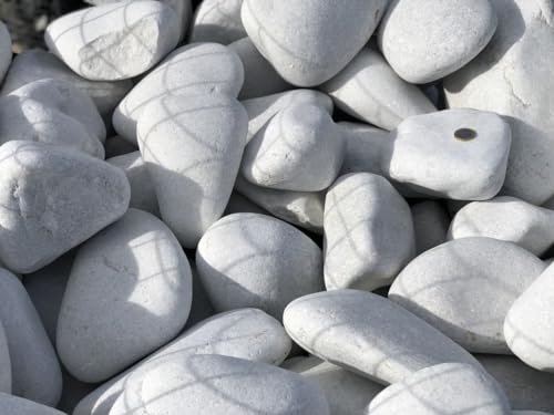 Galets marbre blanc 60/100 pour extérieur de jardin - Big Bag 350kg (4m²)