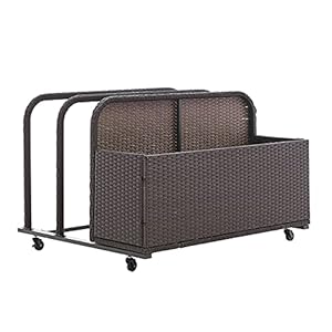 Barton rolling toy caddy all wicker outdoor patio furniture organizer wicker box float deck rolling holder bench  urban country home decor