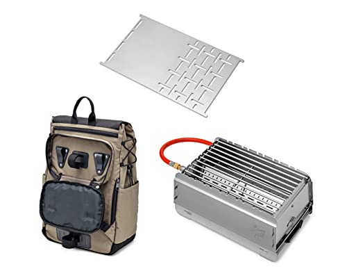 BRUZZ WILLI 50 mbar Gasgrill BRUZZ WILLI BW1.1 Fahrrad-Edition mit Edelstahl-Plancha, Fahrradrucksack mit Kühlfach, Brenner mit 3,5 kW, herausziehbare Fettauffangschale, einfacher Auf- und Abbau