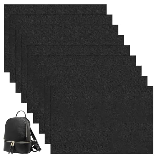 9 Pcs Self Adhesive Leather Repair Patch,20x30cm Black aterp