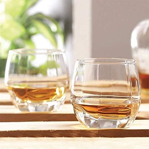 Image of BARRAID Crystal Whiskey Glasses,(Set of 6) Round Glass with Square Pattern Base 280 ML