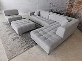 Stendmar 4pc 117" to 153" Modern Grey Microfiber Sectional Sofa Chaise Chair Ottoman S1107RG