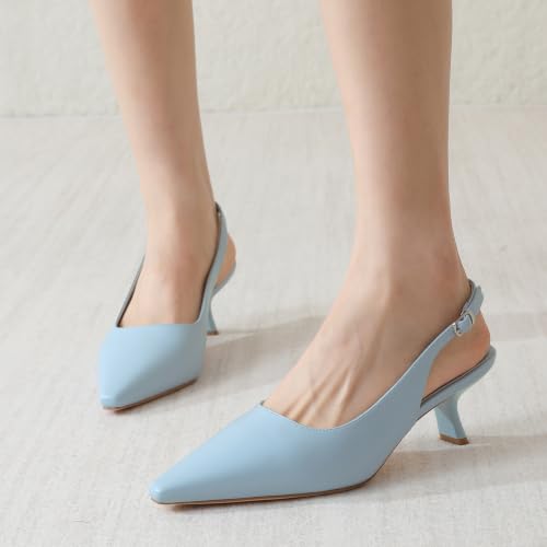 Image of RIBONGZ Sexy Slingback Pumps Elegant Dressy Heels for Women Closed Toe Pointy High Heels Wedding Bride Prom Party Evening Shoes