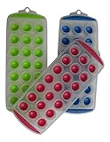 11'' Easy Push Pop Out Round Mini Ice Cube Trays with Flexible Silicone Bottom - Set of 3