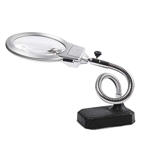Duża lupa z podświetleniem LED ze stojakiem - Składana konstrukcja z 2 lampami LED i soczewką Jumbo 4,2 cala - Lupa bez użycia rąk ze światłem do czytania OfficeProducts