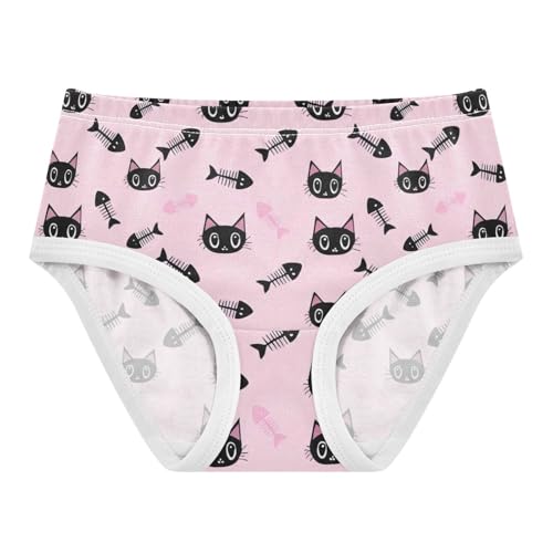 Cute Black Cats Fish Skeletons Pink Girl Panties Cute Toddler Girls Underwear Cotton Designer Briefs Girls Undies 2t