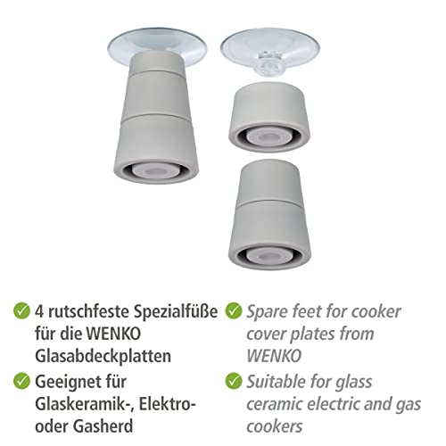 WENKO Füße für Herdabdeckplatten 4er Set - Ersatzfüße, Polyvinylchlorid, 4.4 x 5 x 4.4 cm, Transparent