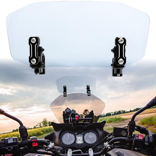 KEMIMOTO Motorcycle Windshield Upgraded Aluminum Metal Heightened Spoiler Clip Universal Adjustable Extension Clips Windshield Extension Dark Tint