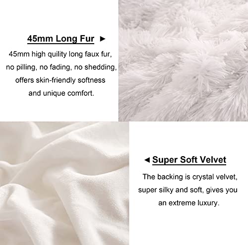 Liferevo 2 Pack Faux Fur Pillow Shams,Shaggy Plush Home Decorative Luxury Series Super Soft Furry Pillow Case With Zipper Closure For Home Sofa Couch Decoration,Standard Queen(White,20"X26") #TOP7