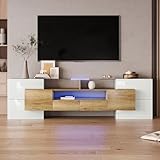 Fppuueg Mueble TV de 200 cm, Natural y Blanco