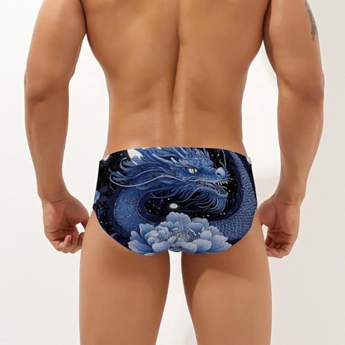 Dragon Peony Flowers Moonlight Men's Swimsuit Bikini Briefs Swim Underwear Stretchy Swimwear3