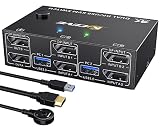 8K USB 3.0 Displayport KVM Switch 2 Monitors 2 Computers 8K@30Hz 4K@144Hz,MLEEDA Dual Monitor Displa