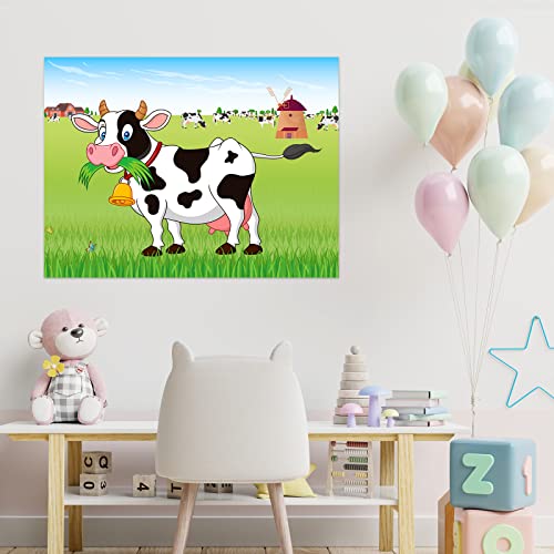 Neburora Pin The Tail On The Cow Party Game With 30 Tails For Forest Farm Birthday Christmas Party Supplies Pin Game, Boys Girls Woodland Animal Party Decorations Home Wall Decor #TOP5