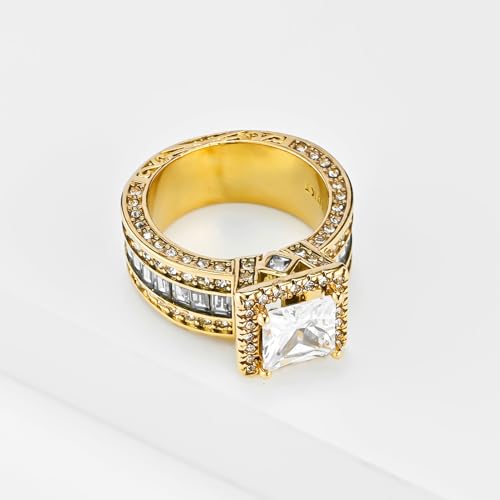 Couple Rings His Her Wedding Ring for Him and Her Matching Rings Yellow Gold Plated AAA CZ Ring4