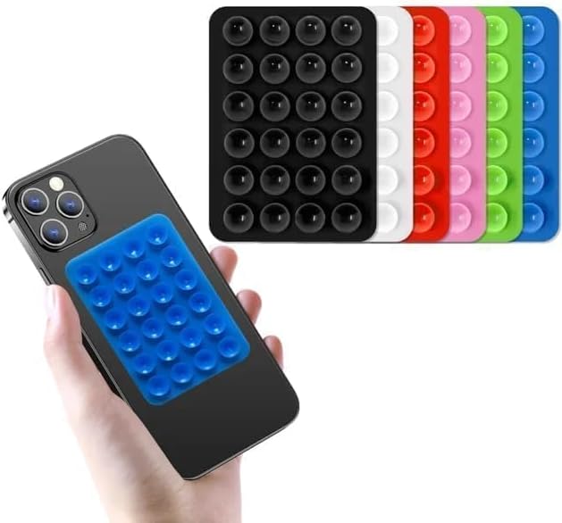 druenza™ Suction Phone Case - Anti-Slip Silicone Back Cover Multipurpose Hands-Free Sticky Pads for Phone Case Mount for Selfies Videos Mirror Shower & More (Pack of 3, Multicolor)
