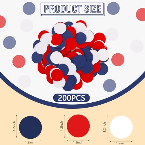 Image of 200Pcs Glitter Red White Blue Table confetti,Paper Circle Dots Confetti for Birthday Party Halloween Bachelorette Wedding Baby Shower Graduation Decorations