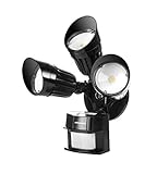 Hyperikon LED Security Light, Black, 30W (125W Equivalent) Outdoor Motion Sensor Light, 2700lm, 5000K (Crystal White Glow), Waterproof IP65, UL, CRI 80, Adjustable Head, 120v