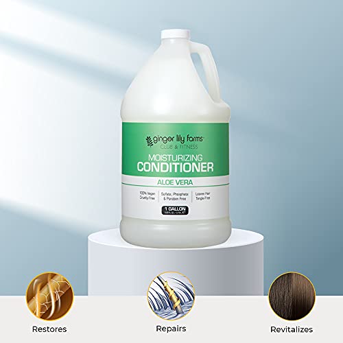 Ginger Lily Farms Club & Fitness Moisturizing Conditioner For Dry Hair, 100% Vegan & Cruelty-Free, Aloe Vera Scent, 1 Gallon (128 Fl Oz) Refill #TOP4