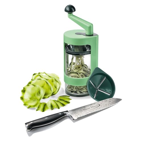 Genius Nicer Dicer Knife Professional Kochmesser Küchenmesser groß Set 8-tlg. inkl. Super Julietti Spiralschneider Gemüseschneider Zoodle Maker