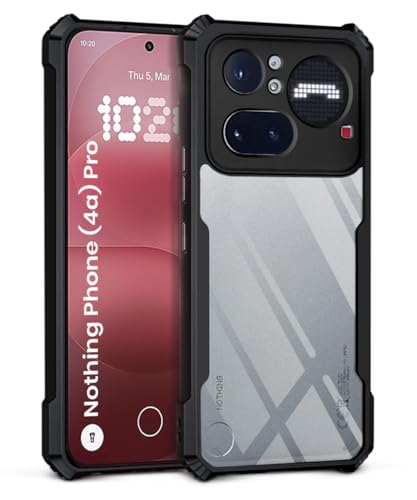 Image of WOW IMAGINE Shock Proof Clear Back Case Mobile Cover for Nothing Phone 4A Pro (Hard | Hybrid PC + TPU | Full Armour Device & Camera Protection | Black)