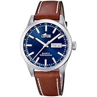 LOTUS Reloj Hombre Analógico de Cuero Marrón - Movimiento de