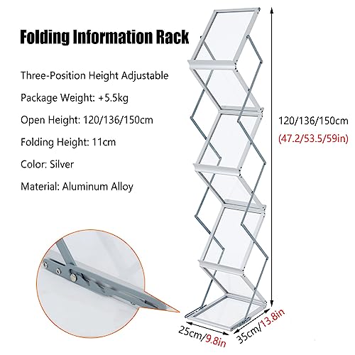 Porte-catalogue portable argenté et porte-revues réglable pliable - 3