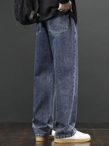 Image of GRECIILOOKS Men Jeans || Baggy Fit Jean's for Man || Loose Fit High Rise Denim || Stretchable Casual Wear Jean,s || Dance Rap Rapping Style Pant for Men || Denim Cotton Jeans