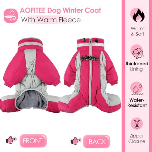 AOFITEE Winteroverall für Hunde - Wasserdichter Hundejacke Große Hunde mit Beinen, Winter Warmer Hundemantel mit Geschirr Gefütterter Hundeoverall, Wintermantel Hund für Deutscher Schäferhund