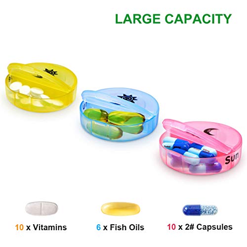 Weekly Pill Organizer 2 times a day Arthritis Friendly, Travel 7 Day Pill Box Large Daily Medicine Organizer with Large Compartments to Hold Medication, Vitamins, Supplements, Cod Liver Oil(Black Box)