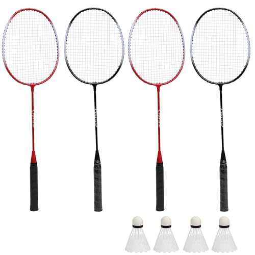 Crystals Badminton Racket Set for 2-4 Players | Includes Racquets, Shuttlecocks & Carry Bag | Fun Game for Kids & Adults | Perfect for Garden, Beach & Outdoor Sports (Four Players Badminton Set)