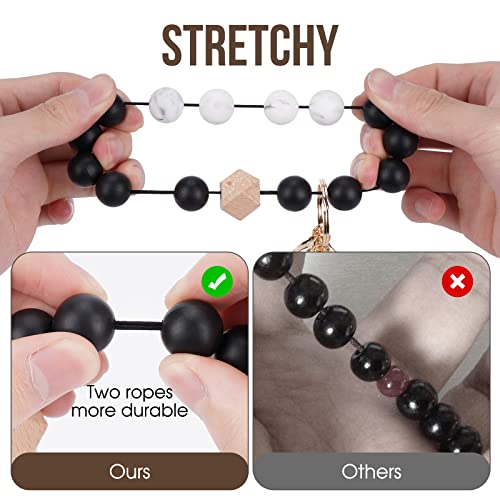 Silicone Key Ring Bracelet For Women Beaded Wristlet Keychain Holder House Car Key Ring Holder With Tassel Birthday Gifts #TOP7