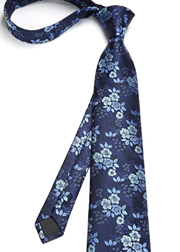 Image of Enlision Ties for Men Floral Tie Handkerchief Cufflinks Set Formal Flower Classic Mens Necktie & Pocket Square Wedding