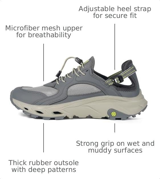 Image of Mens Amphibious Water Shoes Outdoor Hiking Sandals Quick Dry Swim Beach Aqua Shoes Closed Toe Non-Slip for River Fishing Sailing Travel Camping Athletic