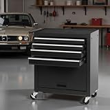 Trygoal Tool Chest, 4-Drawers Rolling Tool Box with Workbench, Wheels & Handle, Large Space Mechanic Tool Cart, Suitable for Garages, Warehouses, Workshops, Repair Shops, Capacity 450lbs, Black
