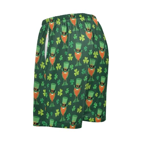 Men's Pajama Shorts Soft Comfy Casual Sleep Lounge St Patricks Day Shamrock Pj Bottom with Drawstring & Pockets4