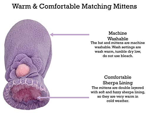 N'ice Caps Little Girls And Baby Colorful Prints Fleece Hat Mittens Winter Set (Lavender Floral Hearts Infant, 1-2T) #TOP3