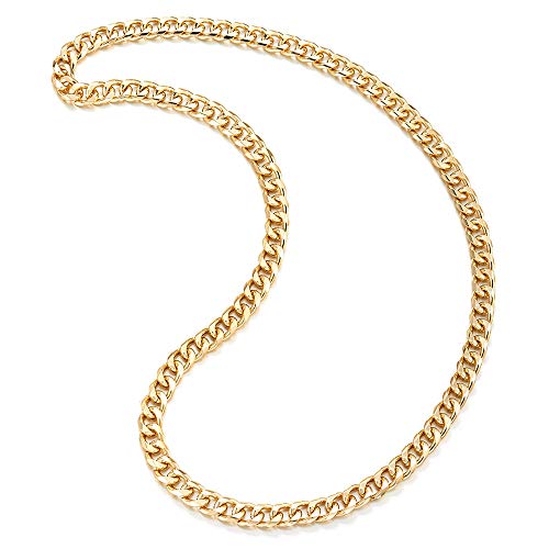 iMETACLII Clásico Oro Largo Statement Colgante Collar, Grande Cadena Barbada, Cool, Fiesta Vestir, Peso Ligero