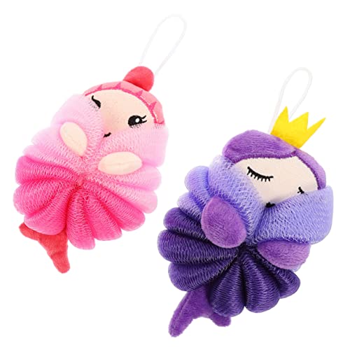 Veemoon 2 piezas Esponjas de Baño Infantiles con Diseño de Dibujos Animados Bolas Exfoliantes para Colores Rosa y para Ducha y Cuidado del Cuerpo
