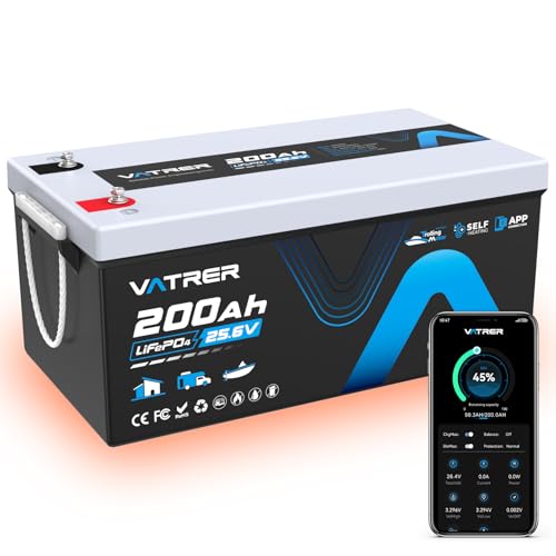 Image of 24V 200AH Self-Heating Trolling Motor LiFePO4 Lithium Battery, VATRER POWER Deep Cycle LiFePO4 Battery with 5120W Built-in 200A BMS for Trolling Motors, Marine, RV, Off-Grid Applications
