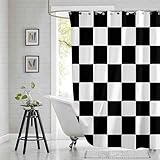 Black and White Shower Curtain,Checkered Flag Racing Race Car Flag,Fabric Bath Curtain for Bathroom,Waterproof Curtains for Bathroom,Shower Curtain with Hook,72'X72'