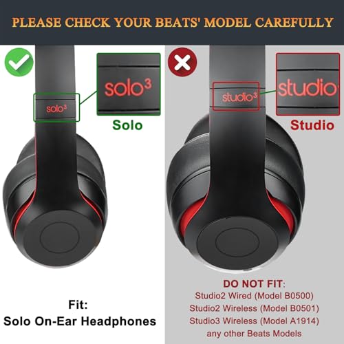 Almohadillas de piel de cordero para auriculares Beats Solo 2 y Solo 3 inalámbricos, con espuma de alta densidad, mayor grosor - rojo miniatura 2