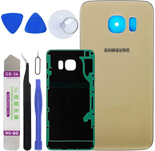 LUVSS New Back Glass Replacement for [Samsung Galaxy S6 Edge Plus] G928 (All Carriers) Rear Cover Glass Panel Case Housing with Adhesive Preinstalled Repair Part (Gold)