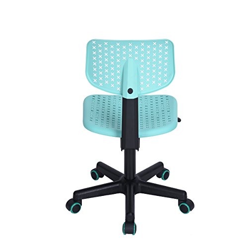 Furniturer Swivel Writing Task Chair Low Mid Back Armless Height Adjustable Computer Desk Chair For Home Office Kindergarten Girls Boys Teens Students,W15.9 X D14.6 X H34.3 (Turquoise) #TOP4