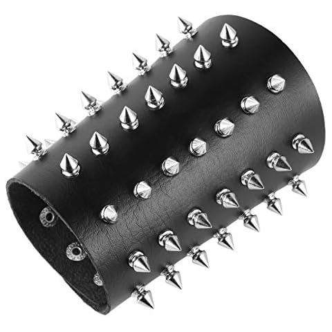 HZMAN Unisex Spike Studded Leather Bracelet Cover