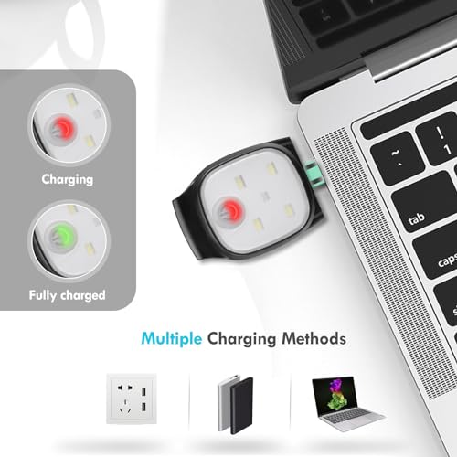 JIZZU 2 Stück LED Clip Lampe, Sicherheit Licht mit 4 Modi, Wiederaufladbar Mini Sicherheitslicht für Jogging Camping