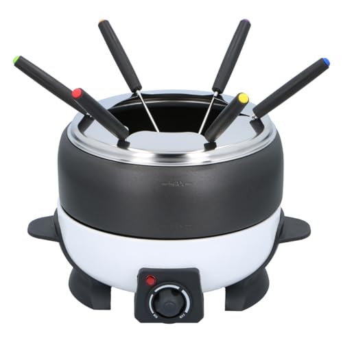 Deluxe Elektrisches Fondue Set 800W – Elektrische Pfanne 2L für 6 Personen - Geeignet für Käsefondue und Schokofondue – Inkl. Fonduegabeln – Einstellbare Temperatur – Edelstahl