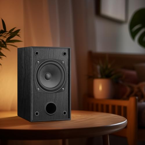 Elimavi 30W*2 Passive Bookshelf Speakers for Record Players and Home Theater Systems, Midrange and High-Frequency Stereo Speakers, Indoor Rear Surround Speakers, Requires a Receiver or Amplifier,Black - Thumbnail 5