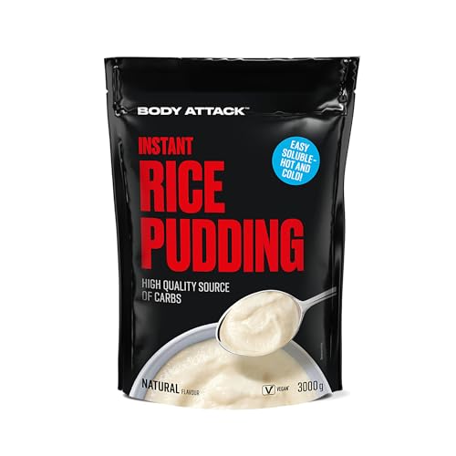Body Attack Instant Rice Pudding Neutral, 3 kg - Veganer Reispudding für Frühstück & Pre-Workout Snack - Hochwertige Energiequelle dank komplexer Kohlenhydrate - leicht verdaulich